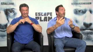 Interview Schwarzenegger and Stallone talk ESCAPE PLAN [upl. by Joelynn342]