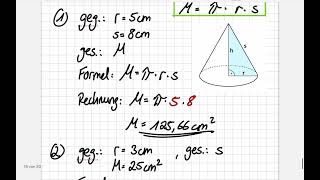Kegel  Mantelfläche berechnen [upl. by Rhianna51]