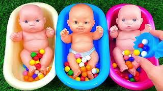 Colorful Balls and Baby Dolls Bath Time  ASMR for Kids [upl. by Esilrac198]