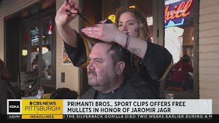 Primanti Bros Sport Clips offer free mullets in honor of Jaromir Jagr [upl. by Kallman]