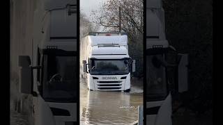 Great Work…👌🏼 SlowandSteady HGV SCANIA FloodedRoads Wading RiverCrossing essex UK Fyp [upl. by Nedle]