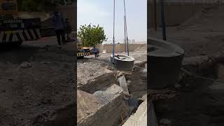 Manhole Base Installation تركيب قاعدة بيارة الصرف [upl. by Kurr]