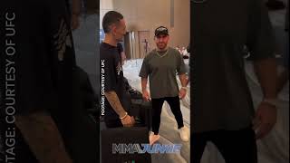 Max Holloway and Alexander Volkanovski have a respectful interaction at UFC 308 hotel 🤝 [upl. by Bloxberg]