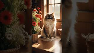 A Persian Cat with Striking Blue Eyes Relaxing in a Cozy Farmhouse Kitchen  Serene Moments [upl. by Eelram]