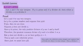 Abstract Algebra 1 Euclids Lemma [upl. by Lacie]