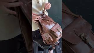 Leather backpack LADO bag leatherfashion ache leatherclothes leatherclothing ootd fashion [upl. by Aneeled]