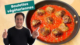 Boulettes végétariennes sans viande accompagnées dune sauce tomate  Recette facile [upl. by Odnomar161]