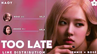 Jennie amp Rosé  Too Late Line distribution [upl. by Nievelt]