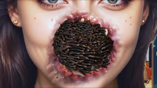 animated treatment of lice using ASMR removing reptiles and larvae [upl. by Lezti]