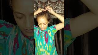 Navratri 🥁 night hairstyle using the woolen thread hack viral hairstyle festive hack ytshorts 💃 [upl. by Terryn499]