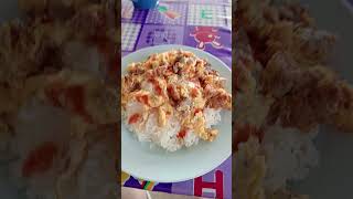 Pork fried omelette with rice A delicious way to start your day in Thailand food isaan thailand [upl. by Joelle]