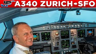 Swiss Airbus A340300 Cockpit Zurich🇨🇭 to San Francisco🇺🇸 [upl. by Viviana753]