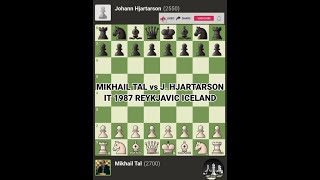 Mikhail Tal vs Johann Hjartarson  It 1987 Reykjavik Iceland  Chessgambit630 [upl. by Rodolfo661]