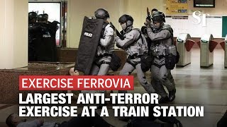 Antiterror exercise held at Raffles MRT featuring luggage bomb and terrorists  Exercise Ferrovia [upl. by Singh]