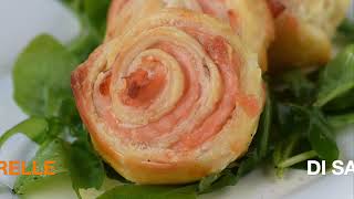 GIRELLE DI SFOGLIA AL SALMONE  Rotolini di salmone in pasta sfoglia [upl. by Nywg]