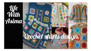 crochet shirts 👕 design  sharing ideas knitting  yarn shirts [upl. by Sone732]