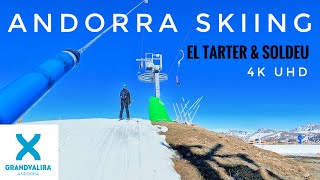 Andorra Skiing  Button Lift Cadernera  Grandvalira El Tarter amp Soldeu  Gall De Bosc Blue Runs [upl. by Gnahk]