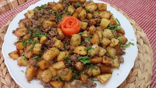 مفركة البطاطا باللحمة  Potatoes with meat [upl. by Inalaehak]