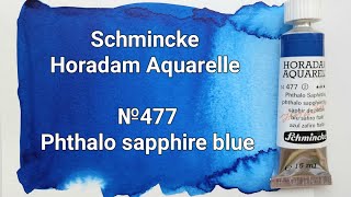 Schmincke Horadam Aquarelle №477 Phthalo sapphire blue 🦋 swatching [upl. by Anahcar]