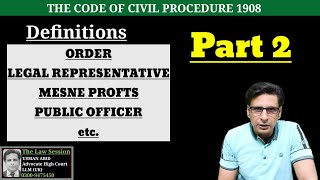 section 2 cpc 1908  definitions cpc  order  legal representative  mesne profits  public officer [upl. by Yklam]