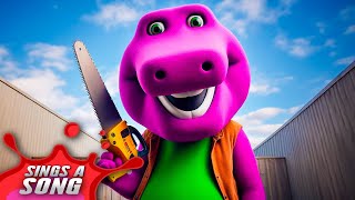 Cursed Barney The Dinosaur Sings A Song Scary Barney And Friends Fun Halloween Monster Parody [upl. by Ahsiemal]