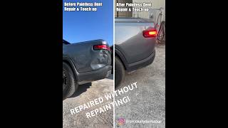 GIANT DENT FIXED ON RIVIAN paintlessdentrepair paintlessdentremoval automobile how [upl. by Warwick]