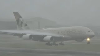 Heathrow Landings In FOG  HD  10 Minutes  Credit Flight Focus 365 [upl. by Thorr]