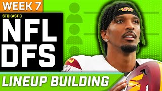 Week 7 NFL DFS Single Lineup Sim Building  NFL DFS Strategy [upl. by Leidgam457]