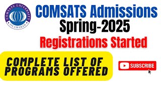 Complete List of Programs Offered  COMSATS Spring 2025 Admissions Guide [upl. by Jarrad]