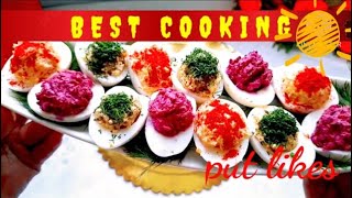 ФАРШИРОВАННЫЕ ЯЙЦА ТОП 3 ВИДА НАЧИНКИ STUFFED EGGS TOP 3 TYPES OF FILLINGS [upl. by Airbmak280]