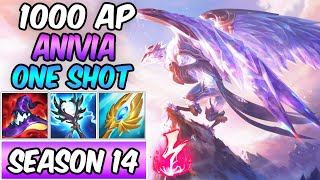 1000 AP ANIVIA MID SEASON 14 ONESHOT GAMEPLAY  New Build amp Runes  League of Legends [upl. by Shoshanna]