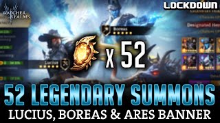 WOR 52 Legendary Summons Lucius Boreas amp Ares Banner  Watcher of Realms Pulls [upl. by Ortrud]