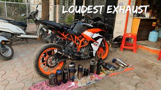 Trying Loudest Exhaust on KTM RC 390  Loudest Exhaust 🔥 [upl. by Geiss545]