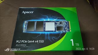 Apacer AS2280Q4 1TB m20 ssd kicsomagolása tesztelése [upl. by Aelegna]