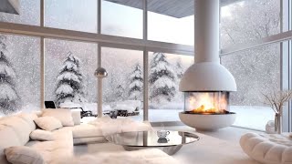 Relaxing Winter Jazz in a Snowy Luxury Home  2 Hours of Music for Ambience [upl. by Naicad]