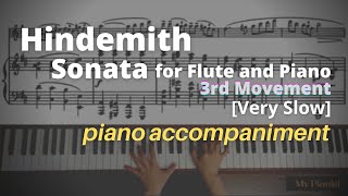 Hindemith  Sonata for Flute and Piano 3rd Mov Piano Accompaniment Very Slow [upl. by Aryajay972]