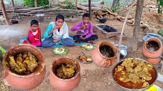 how to cook HANDI Chicken Curry  cooking ampeating  home made handi chicken recipe  rural village [upl. by Aidualk746]