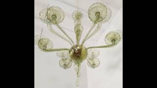 Olive green Murano glass chandelier dlightchandeliercom italianlighting muranoglass [upl. by Merrily]