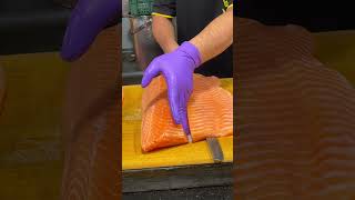 Satisfying Skill How to Perfectly Remove Salmon Skin for Sushi salmon sushi Sashimi [upl. by Loma586]