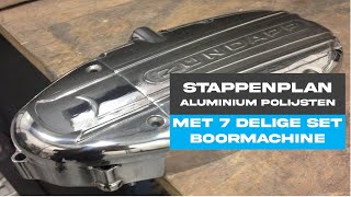 Aluminium motoronderdeel polijsten met 7 delige polijstset van polijstweb [upl. by Bashuk]