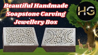 Soapstone Carving Jewellery Box 6x4x3quot Inch qatar kuwait saudiarabia australia canada uae usa [upl. by Arihday]