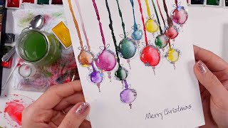 DRIPPING Technique You HAVE to Try   the easiest Greeting Christmas Card I ever painted [upl. by Dranyl632]