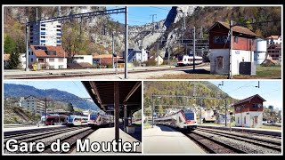 Swiss Railway Station Moutier  Gare de Moutier Suisse  Bahnhof Moutier Bern Schweiz 2020 [upl. by Nuawd]