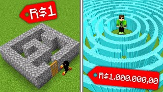 LABIRINTO de R1 vs LABIRINTO de R100000000 no minecraft [upl. by Esaertal]