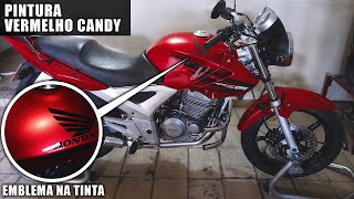 COMO FAZER PINTURA VERMELHO CANDY FLAKE NA TWISTER COM ADESIVOS NA TINTA [upl. by Dorahs987]