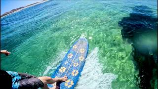 SURFING THE GLASSIEST PORTUGAL PERFECTION RAW POV On a rented Longboard [upl. by Oinegue448]