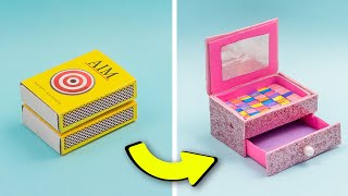 DIY Mini makeup box with matchbox easy  How to make miniature makeup box from matchbox [upl. by Stannwood]