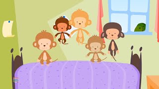 Five Little Thomas Jumping On The Bed Five Little Monkeys Funny Jumping Nursery Rhymes FJB Video [upl. by Bajaj289]