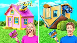 One Colored House Challenge with Upside Down House by Multi DO Smile [upl. by Hawkie]