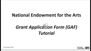 NEA Online Tutorial Using the Grant Application Form GAF [upl. by Laven]